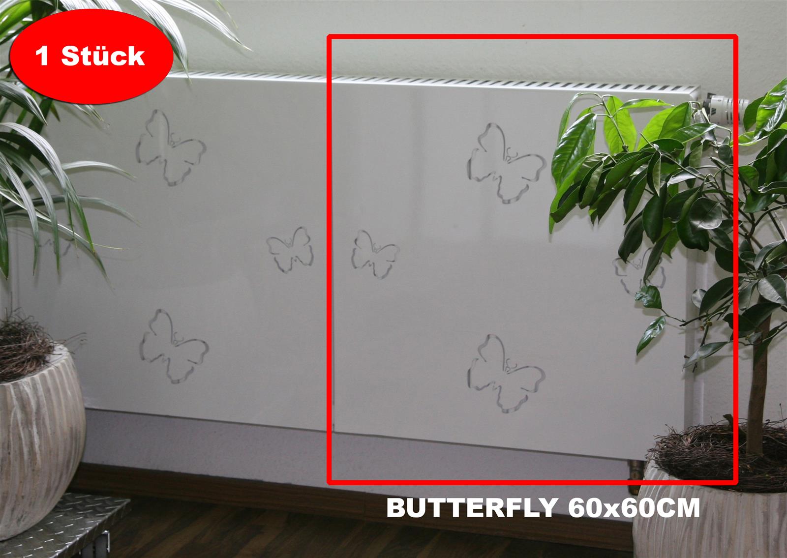 Heizkörperverkleidung 60x60 cm Design Butterfly weiß kaufen